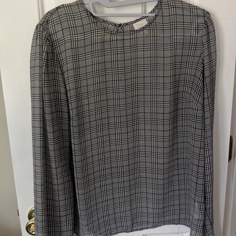Black plaid blouse